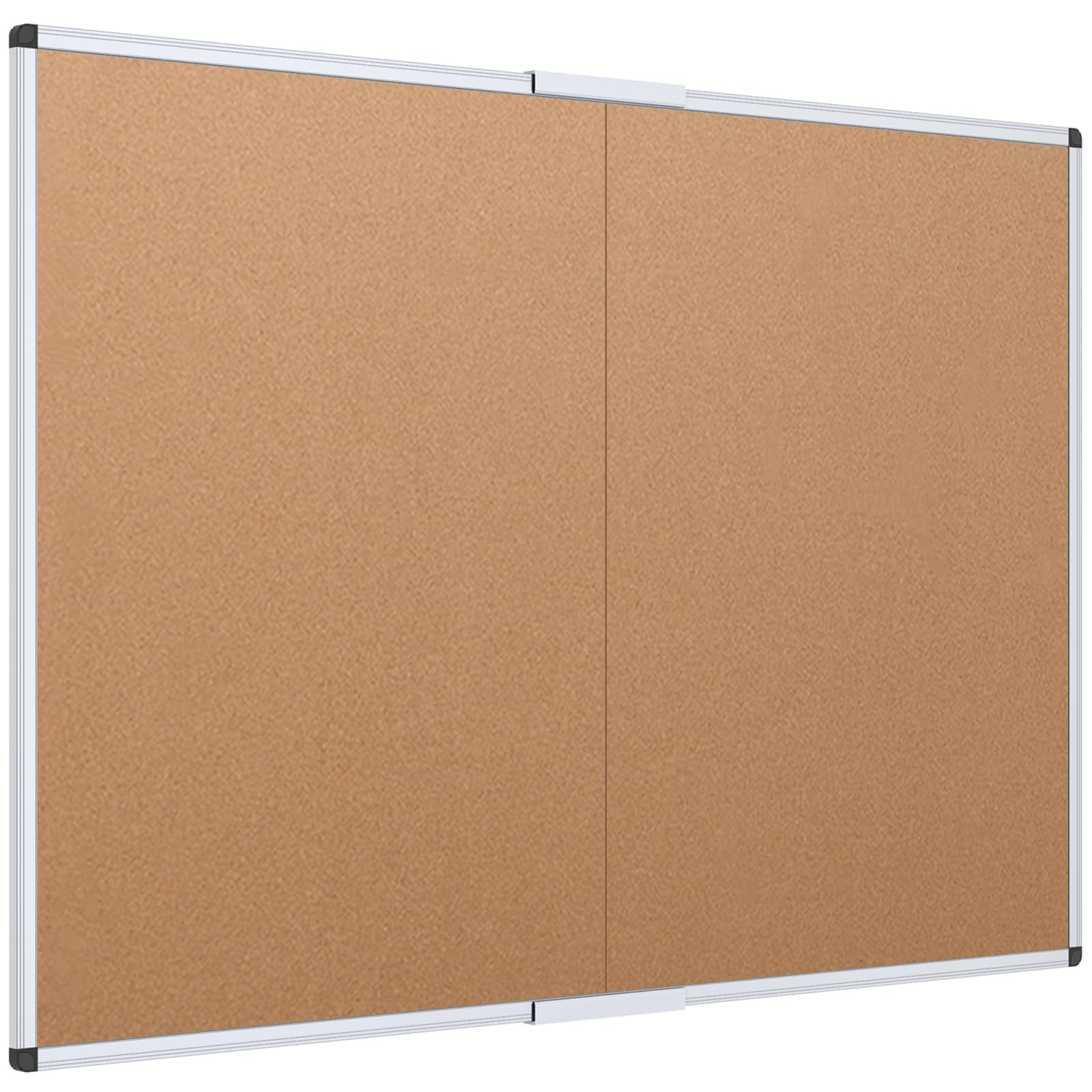 VIZ-PRO Cork Bulletin Board/Foldable Noticeboard, 48 X 36 Inches, Silver Aluminium Frame
