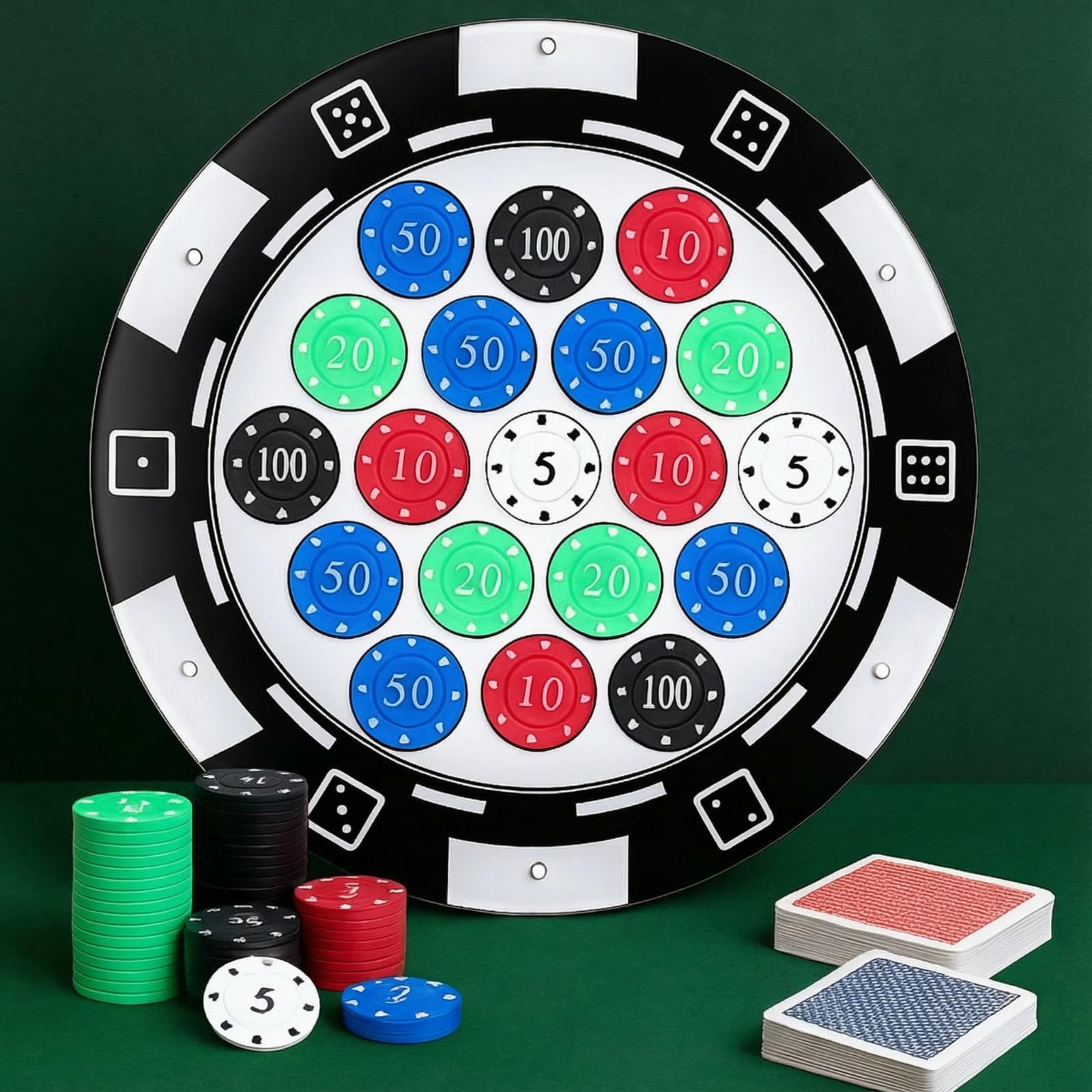 GlikCeil Casino-Chip-Halter, 13,5 x 22,9 cm, Wandmontage, Vitrine für 24 Pokerchips, Acryl-Pokerchip-Tabletts, Acryl-Display-Rahmen für Münzsammler und Zubehör