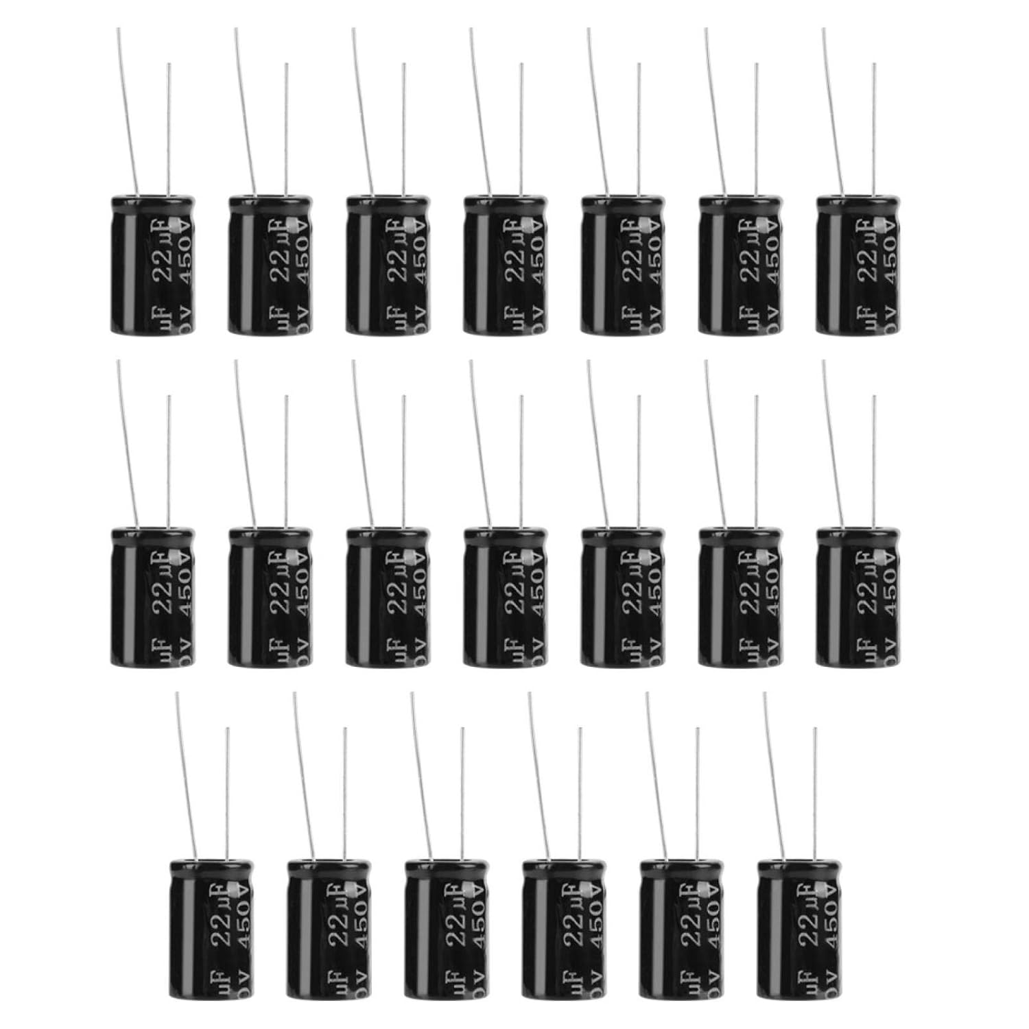 20pcs Black Aluminium Electrolytic Capacitor 22uF Standard Terminal