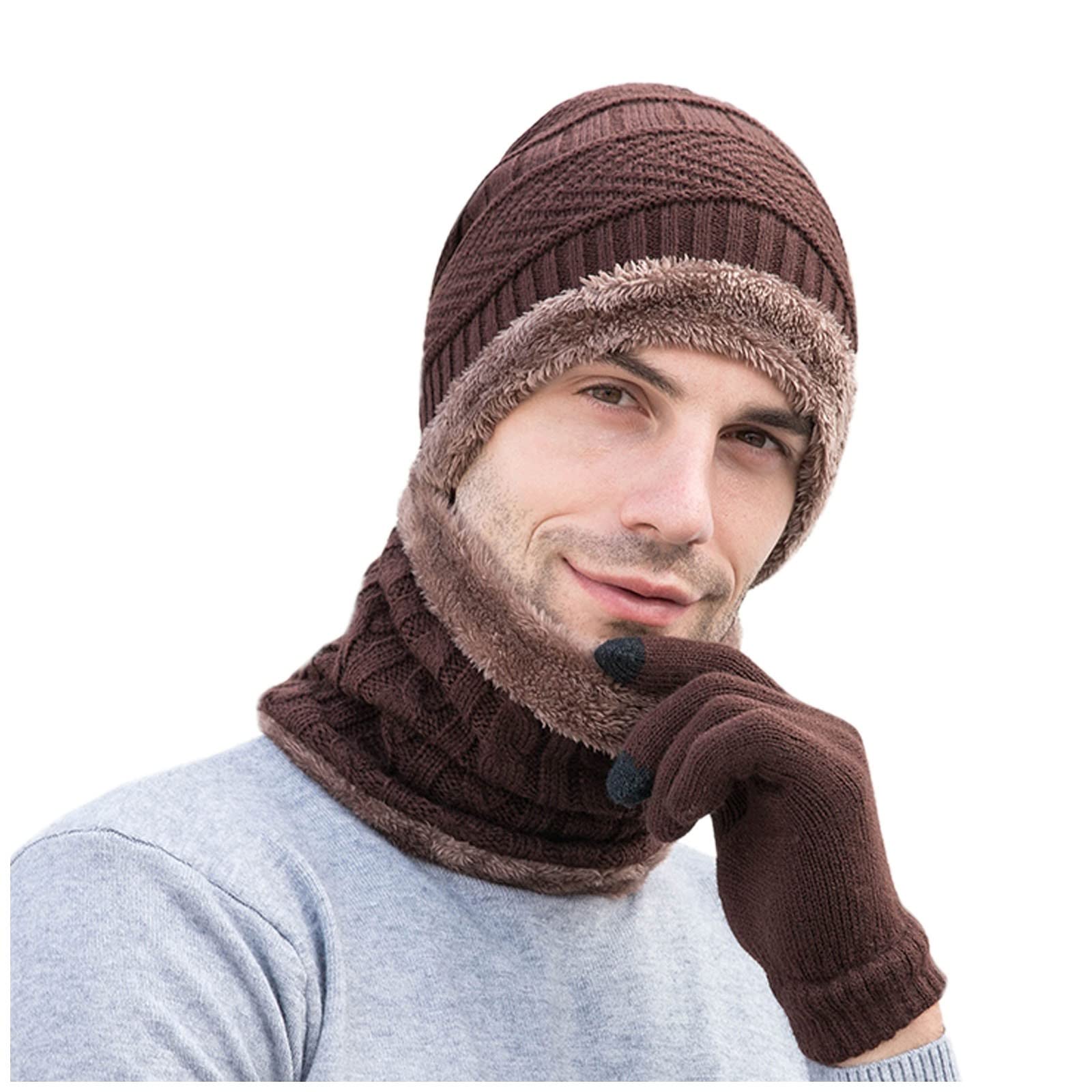 QWAXTRIW Szalik i czapka Męska Oddychająca bawełna Elegancki zegarek Kapelusz Ciepła techniczna czapka z czaszką Czapka zimowa Dzianinowa wełniana luźna czapka Beanie Lekka narciarska