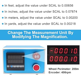 Digital Length Meter Counter with Measuring Wheels, Automated Operation with Alarm Power-Off Memory User-Adjustable Parameters for Precise Measurement from 0-999999