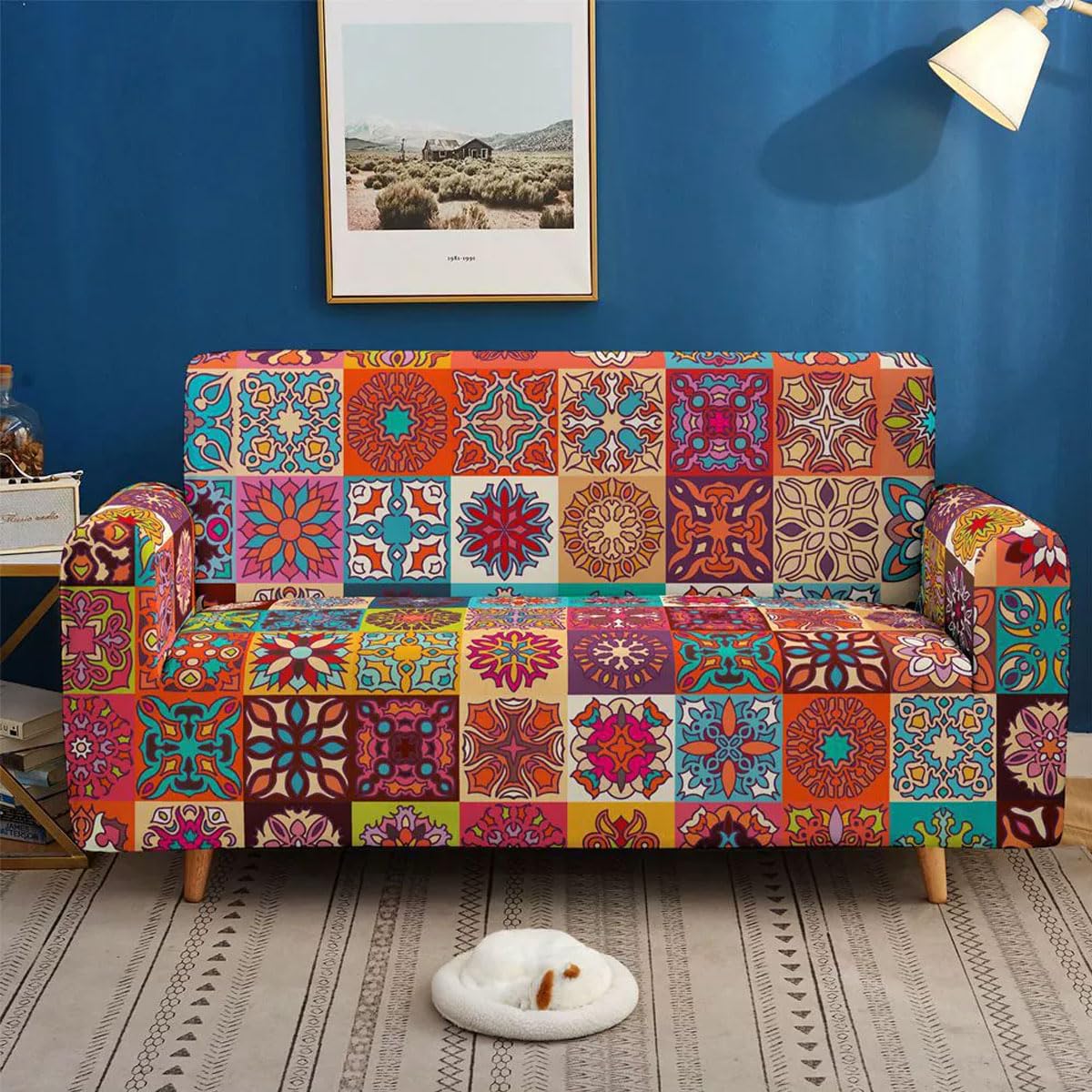 Qlkiybg D High Stretch Sofa Covers 1 2 3 4Seater Super Soft Sofa Slipcover Printe Pattern Couch Cover Polyester Spandex Sofa Slipcover Non-Slip Sofa Slipcovers Furniture Prote(Size:3 Seater(190-230Cm),Color:d)