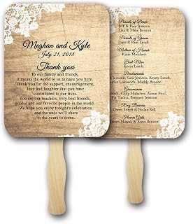 Personalized Wedding fans/Wedding program fans/Wedding favors/Rustic Wedding/Wood and Lace, Set of 100 fully assembled