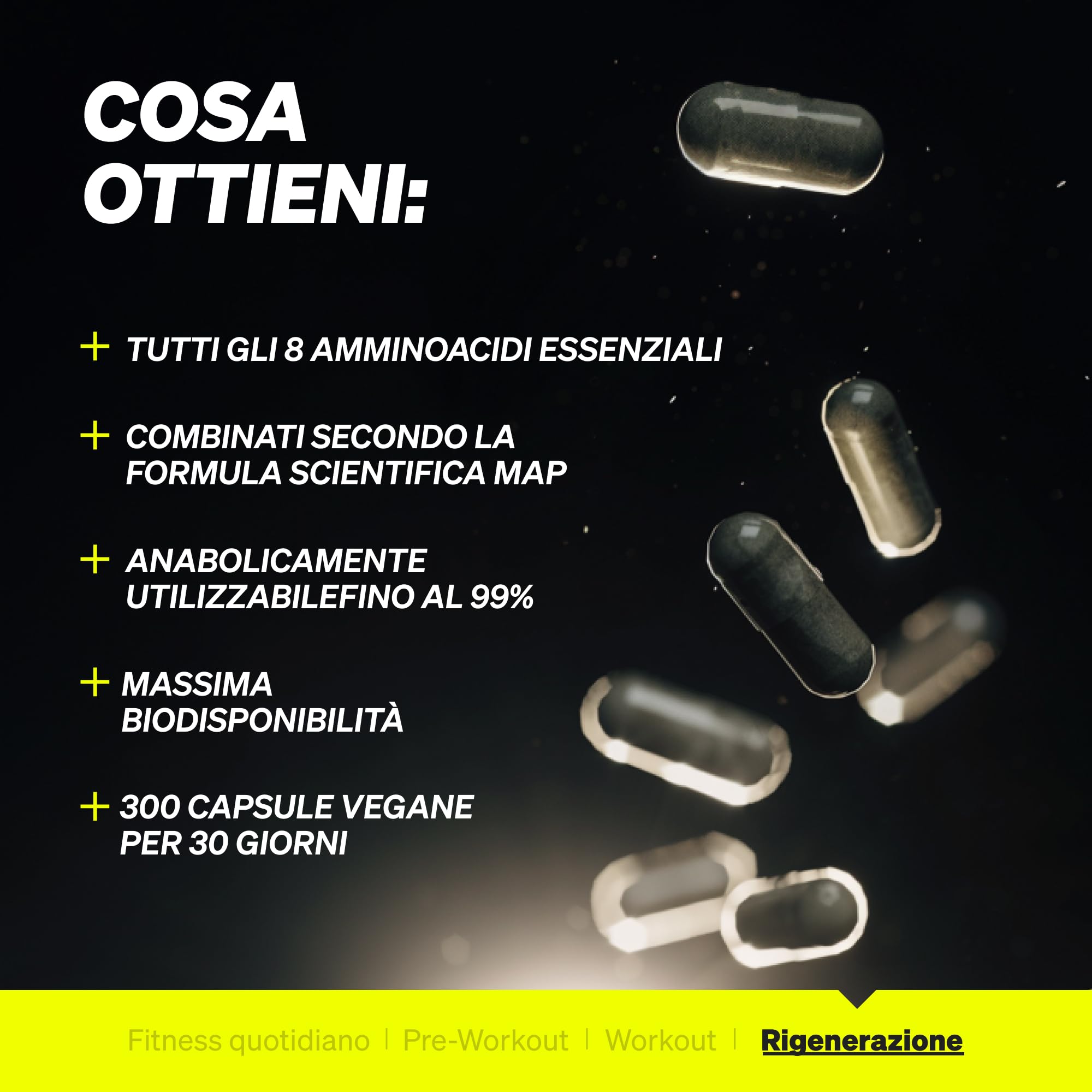 EAA Alto Dosaggio | 300 Capsule | 8 Amminoacidi Essenziali | Vegano | Senza Additivi | Prodotto e Testato in Laboratorio in Germania