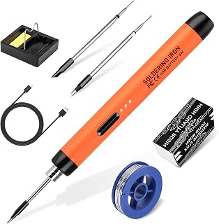 Kabelloses Lötkolben Set - USB Lötkolben mit 3 Temperatur Einstellbar 300℃-450℃, 3 Lötspitzen, Lötkolbenständer, Lötdraht, Lötpaste, KKMOL Lötset für Reparatur des Schweißens