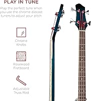 Vista 5 de Guitarra Eléctrica Acústica Bass Azul construcción de madera maciza con ecualizador