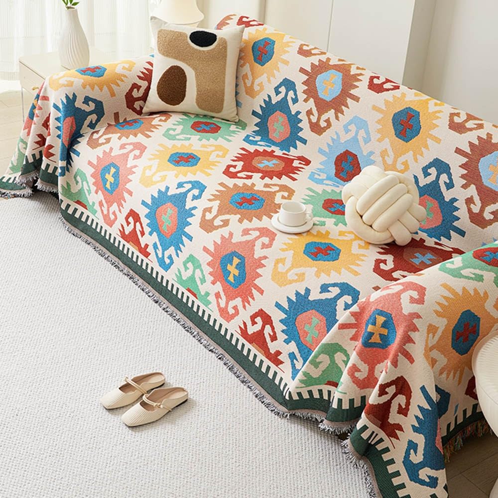 Housse de canapé en coton orange 90x150 cm lavable et antidérapante