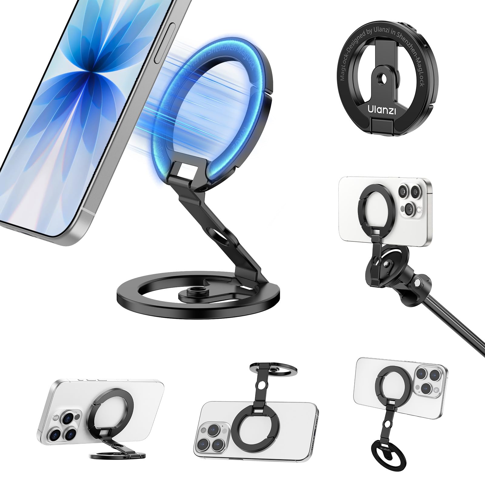 Ulanzi MA02 スマホスタンド 携帯リング MagSafe対応 スマホホ…