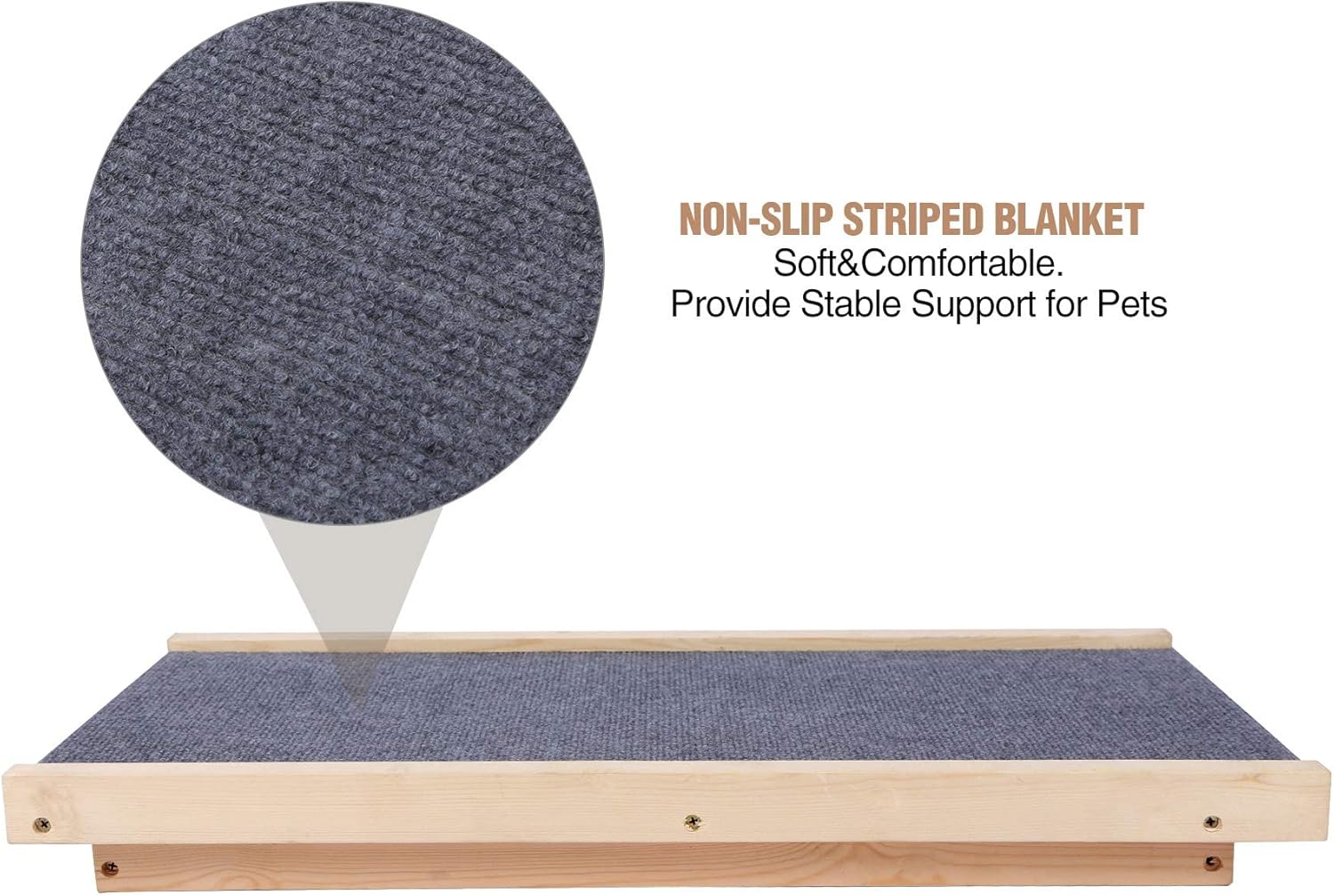 Wooden Pet Ramp for Dogs and Cats, Dog Ramp Height Adjust from 11.8 inches to 15.7 inches with Non Slip Carpet Surface, Supports up to 110lb Great for Older Animals (NO Side Rails)