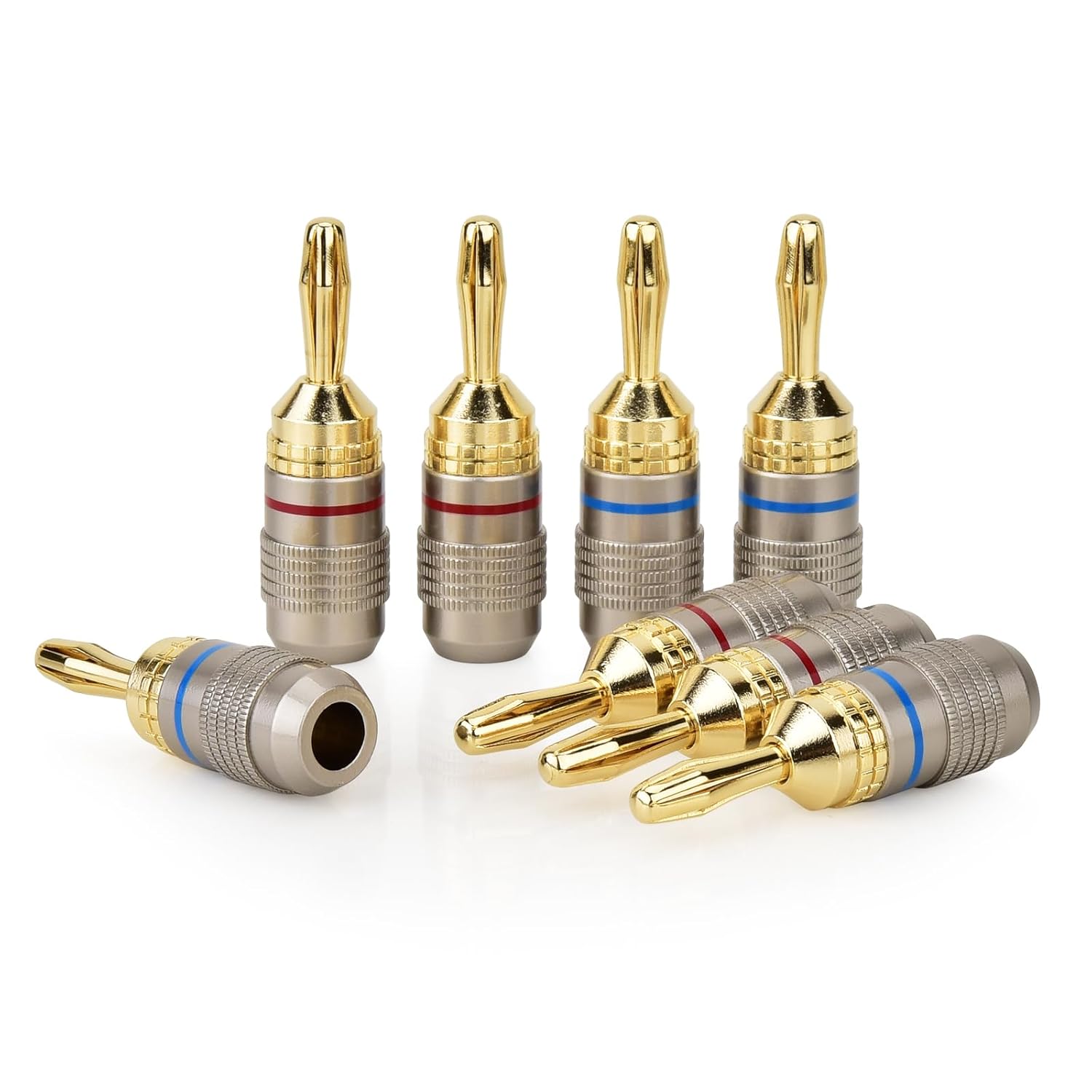 AutCreation 24k Gold Plated Banana Plugs,Pure Copper Speaker Plug Connectors for Speaker Wire,4 Pairs/8 pcs - Image 2