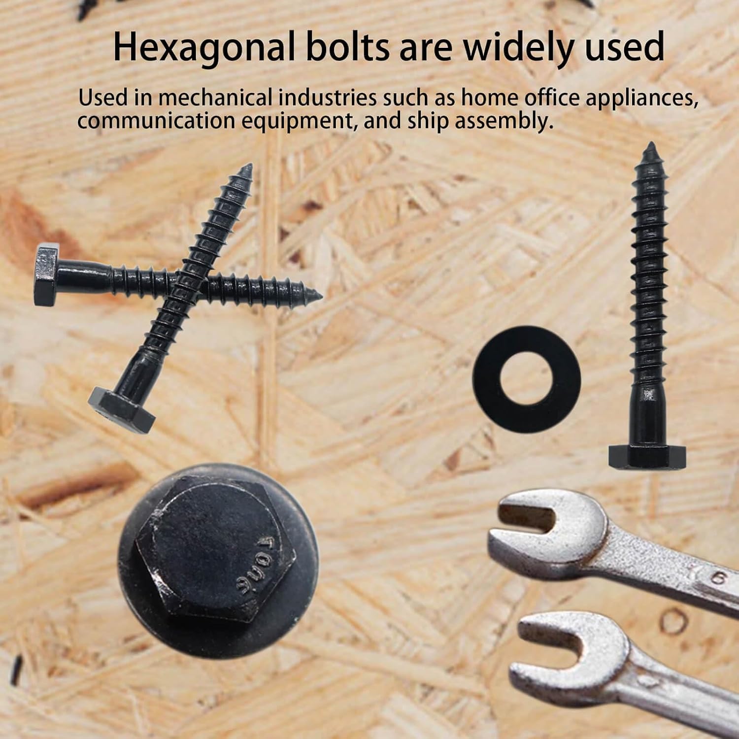 25PCS 1/4" x 2" Hex Head Lag Screws, Stainless Steel Black Lag Bolts, Heavy Duty Lag Bolts, Washers Included