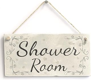 Shower Room Vintage Wood Signs for Home Decor Door Plaques for Bathroom 12x6inches(1071qq)