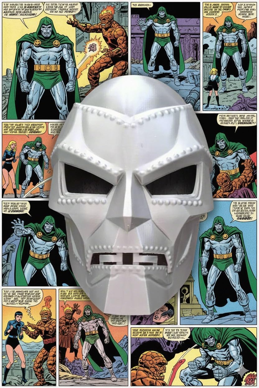 Dr. Doom Inspired Silver Mask, PETG Plastic Replica Collectible