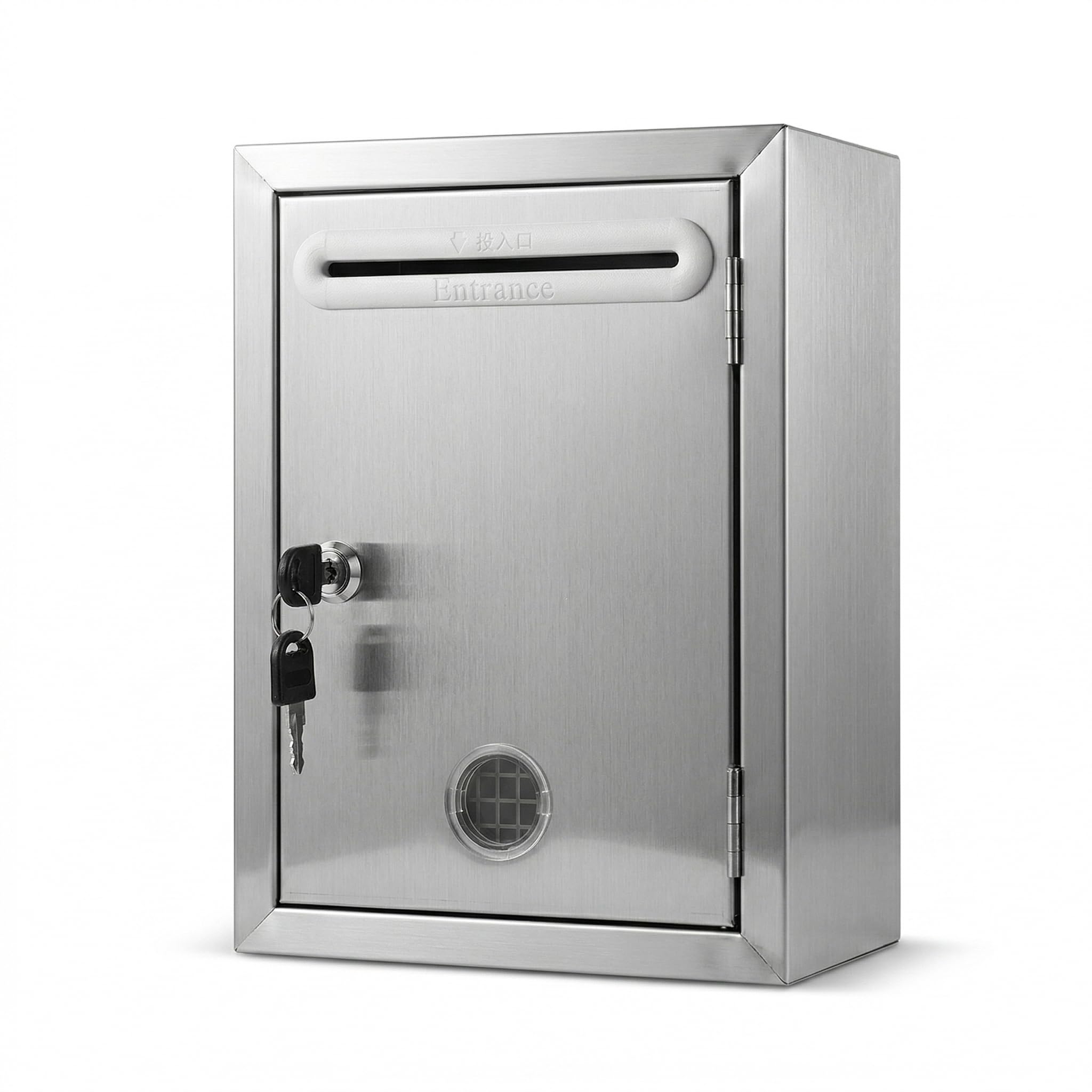 Glowora Stainless Steel Mailbox - Wall Mounted Lockable Letter Box for Home & Office, Rustproof Weather-Resistant Suggestion Box with Secure Keys, Modern Silver Finish-image-2