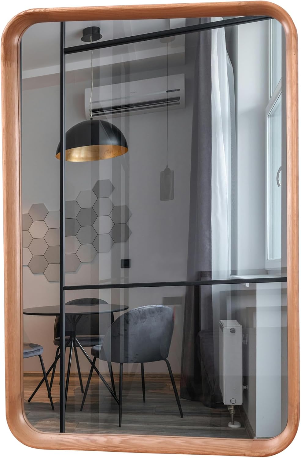 Amazon.com: ShengHe Rectangle Wood Framed Mirror with Rounded Corners ...