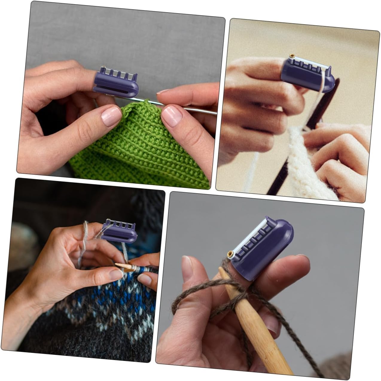 SEWACC 2pcs Knitting Needle Thimble Yarn Guide for Sewing Accessories Finger Protector for Crafting Random Colors Included