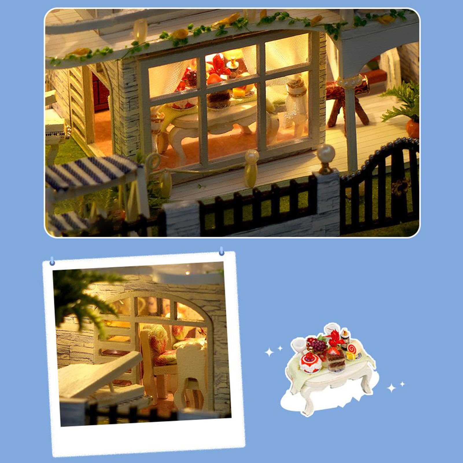 Miniature House Kit - 3D Wooden Small Villa Model with LED Light, Handmade Craft Maker Set for Boys, Youth, Women, Teens, Son, Daughter, Friends, and Family Creative Building Fun