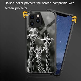 CARLOCA Compatible with iPhone 13 Case,Black and White Funny Giraffe Family Graphic Design Shockproof Anti-Scratch Drop Protection Case for iPhone 13