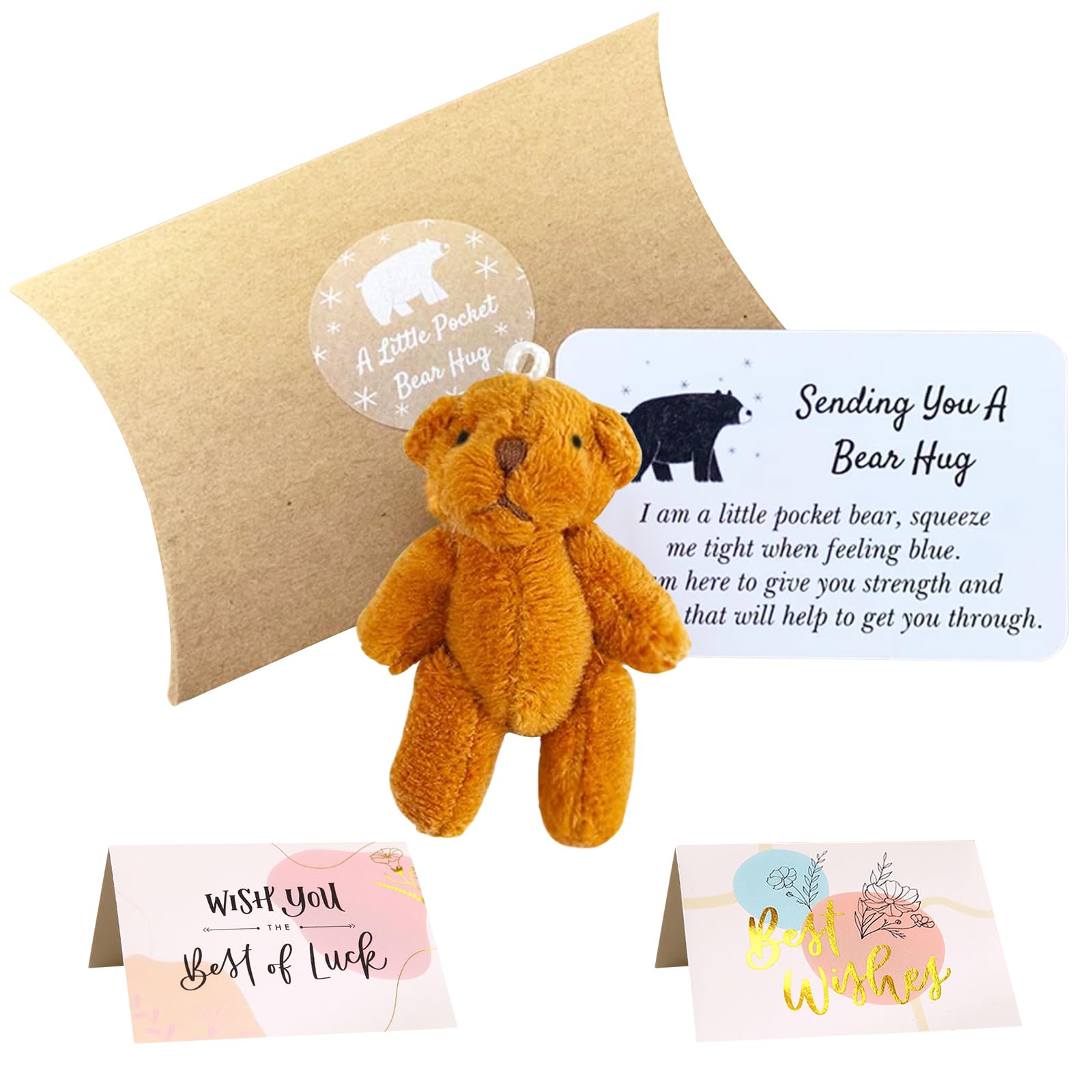 wimonyA Little Pocket Bear Hug，Presents for Someone with Anxiety，Thoughtful Gifts for Women，Weddings Special Occasions Encouragement,Pocket Hugs for Friends, Kids, Lovers（Brown）