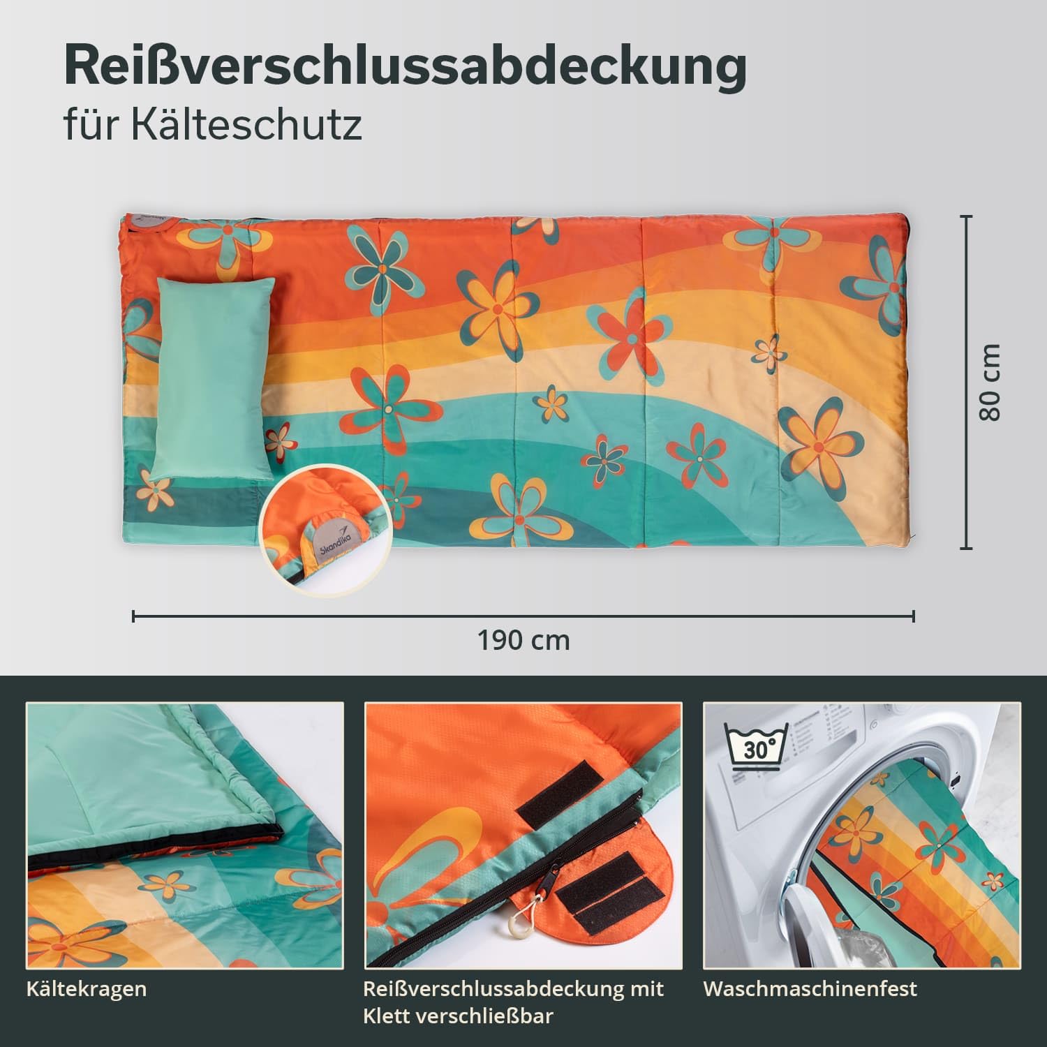 Skandika Deckenschlafsack Sovro | Schlafsack Outdoor für Erwachsene, 3 Jahreszeiten, als Doppelschlafsack nutzbar, Camping Schlafsäcke mit Kissen, Schlafsack Erwachsene