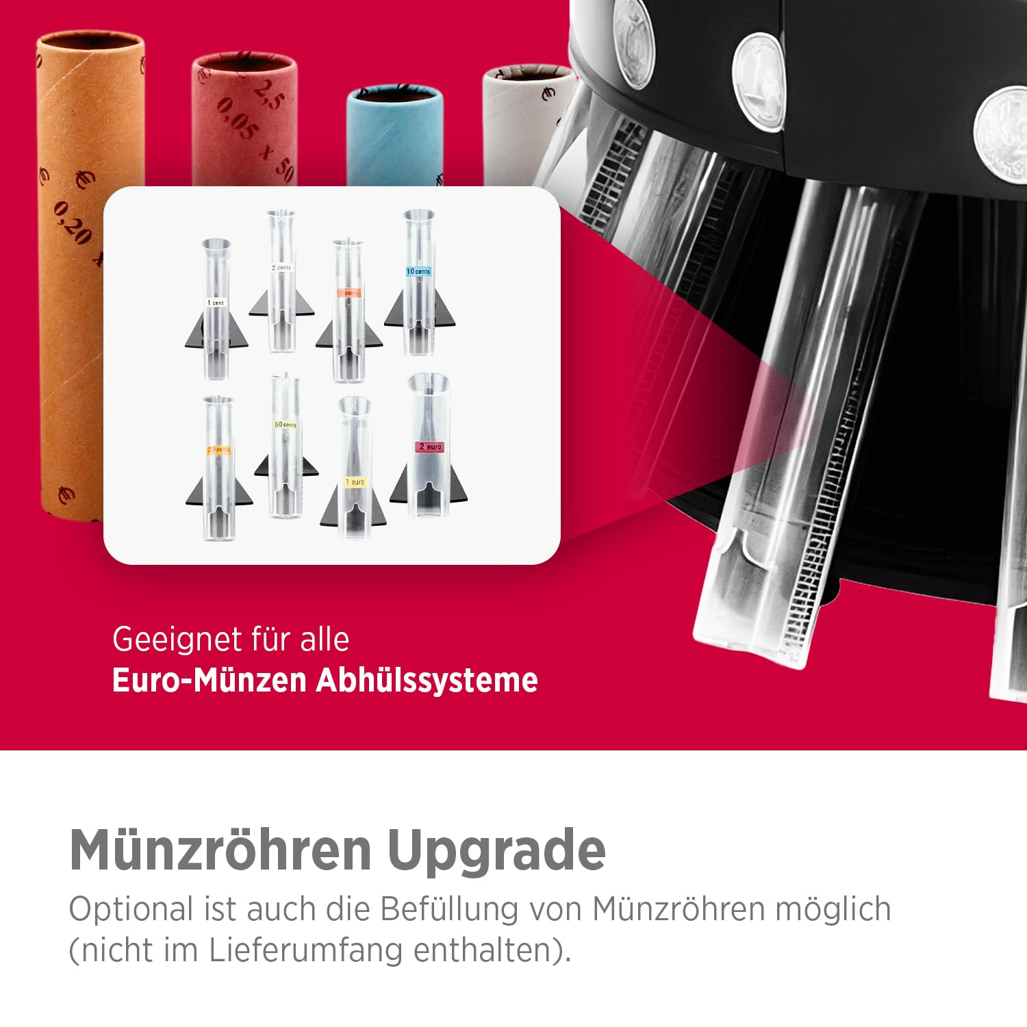 OLYMPIA CC 202 Münzsortierer | Geldzählmaschine für Münzen | Münzzähler & Sortierer für Euro-Münzen | Elektronischer Kleingeld Zähler mit LCD-Display | Zählmaschine mit Additionsfunktion & Bündelung