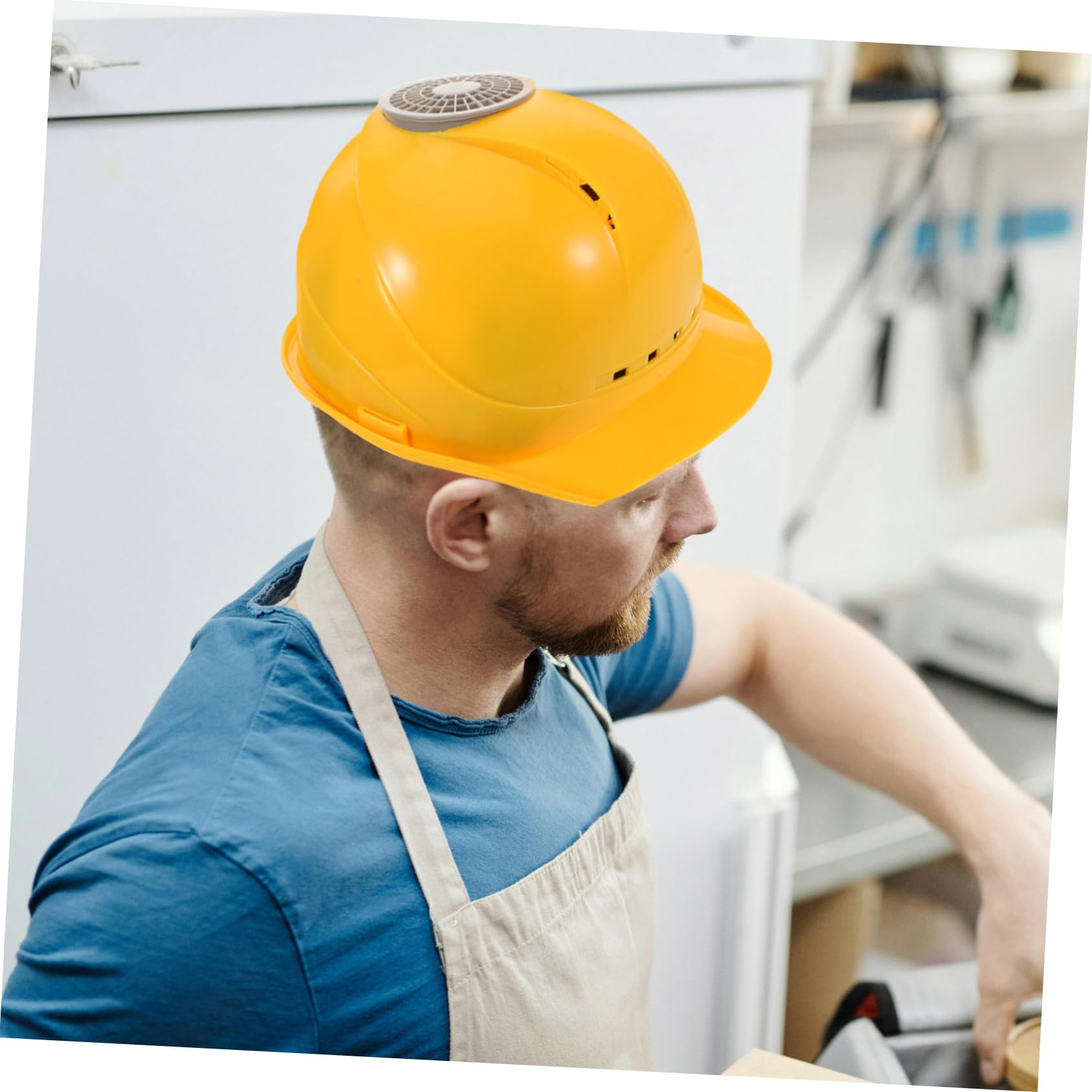 Hohopeti Casque De Sécurité USB avec Ventilateur Intégré Casque De Construction Multi-Fonctionnel pour Travail Estival Confortable Et Sécurité Jaune