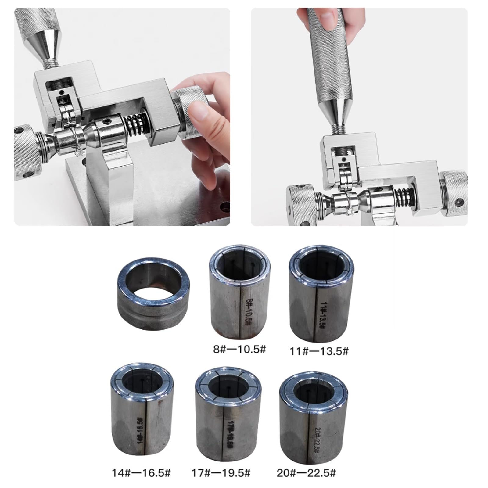 Miniaturowy zestaw narzędzi do rozciągania, małe wyposażenie do produkcji biżuterii, z 6 rolkami i antypoślizgowym uchwytem gwintowanym, rozciągają pierścienie w rozmiarach od 8 do 25