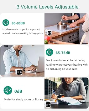 ORIA Digital Timer, Cube Pomodoro Timer with Gravity Sensor, 5/10/30/60 Min Quick Set & 100-Minute Countdown, LED Display, 3 Volume Levels for Studying, Meeting, Cooking, Time Management - White