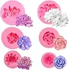 6 PCS Silicone Flower Moulds, Reusable Silicone Moulds Candle Mould 3D Rose & Siliconee Mould for Crafting Decorations for Chocolate Cake, Candle Making