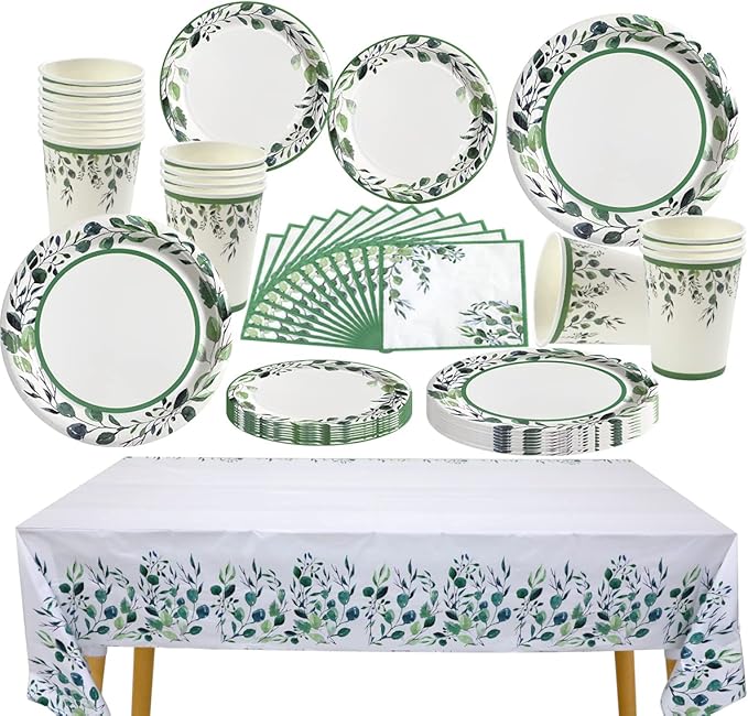 Sage Green Party Plates Supplies Set of 16 Sage Green Paper Plates and