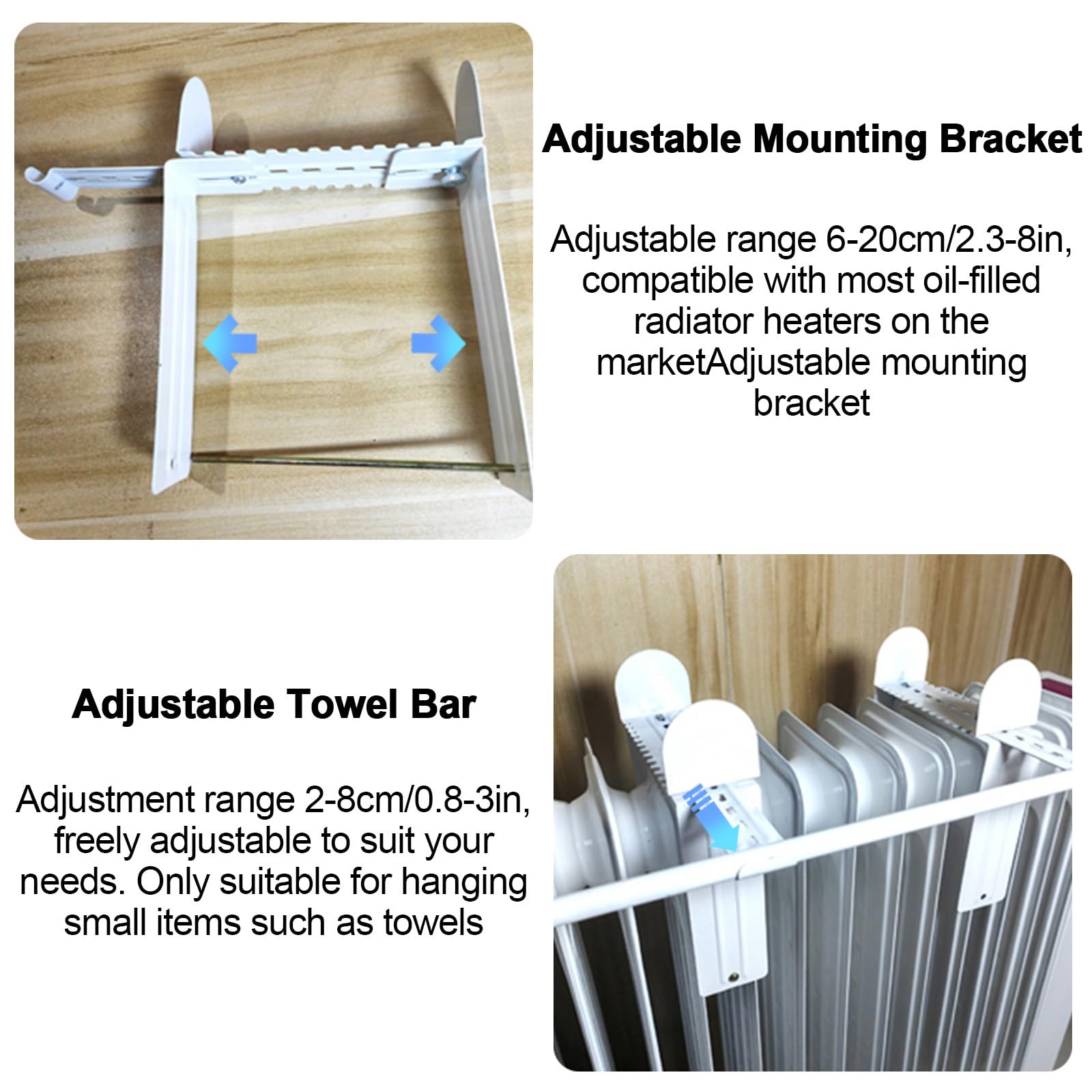 Umidificatore per Radiatore Ad Olio, Umidificatore per Termosifoni, per Camera da Letto E Soggiorno, Materiale in Alluminio con Asta Retrattile per Stendere I Vestiti(40cm/16in)