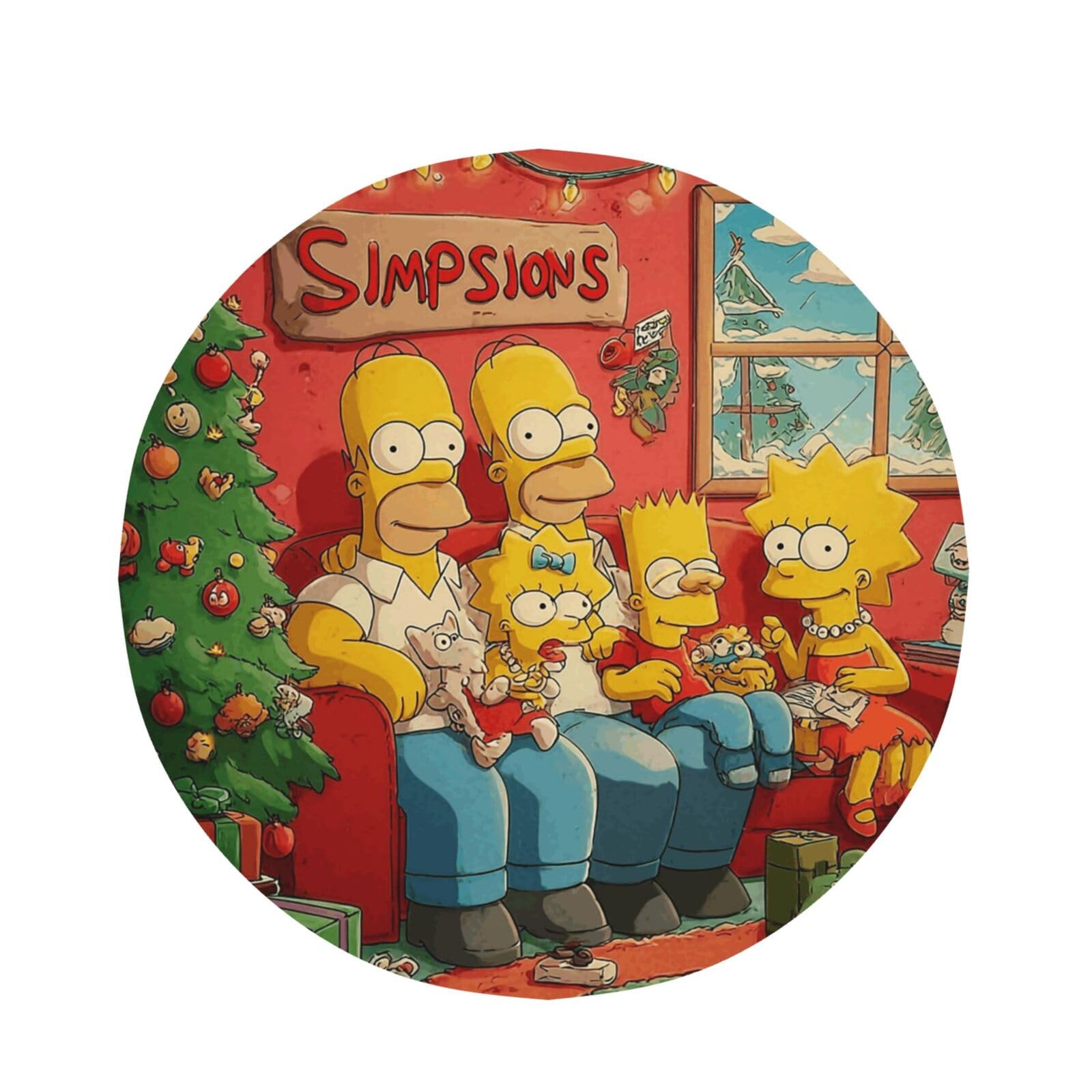 HJKJKKJ Table Cloth 152 CM Spill-Proof Kitchen Tablecloths Simpsons Table Cloth for Round Farmhouse Table Cover Wrinkle Free Decorative Table Cover for Dining Party Buffet Wedding