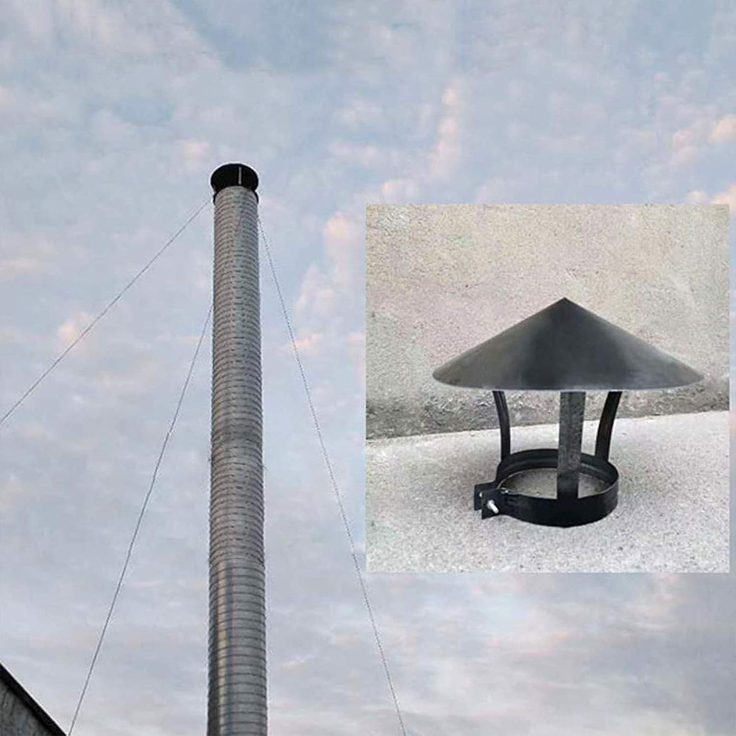Chimney Cowl Chimney Cap Chimney Rain Cap, Wind Cap, Stainless Steel Exhaust, Vent Cap, Chimney Cover, Earth Stove, Fireplace, Chimney Cover, Hoop Diameter 110mm