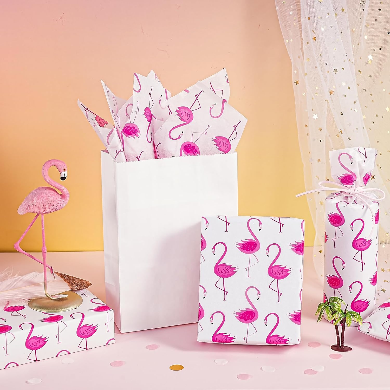 WRAPAHOLIC Wrapping Tissue Paper - 24 Sheets 19.7x27.5 Inch Fuschia Flamingo Tissue Wrap Paper Bulk for Packing, DIY Crafts