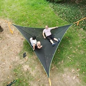 Triangle Cradle Net Hammock, 200KG/440LBS Load Capacity Multi-Person Outdoor Camping Hammock, Portable 3-Point Triangle Hammock for Backyard, Beach, Hiking, Garden