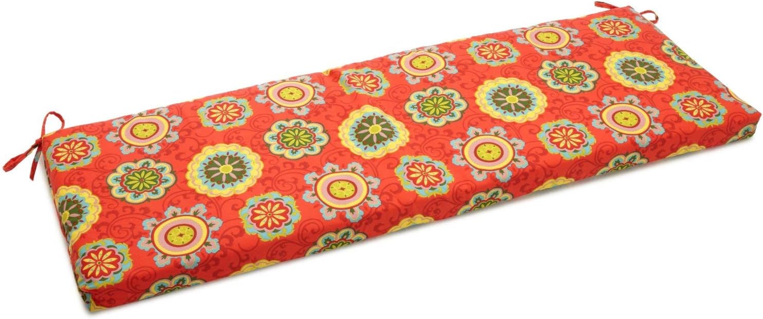 Blazing Needles Outdoor Bench Cushion, 1 Count (Pack of 1), Farrington Terrace Grenadine