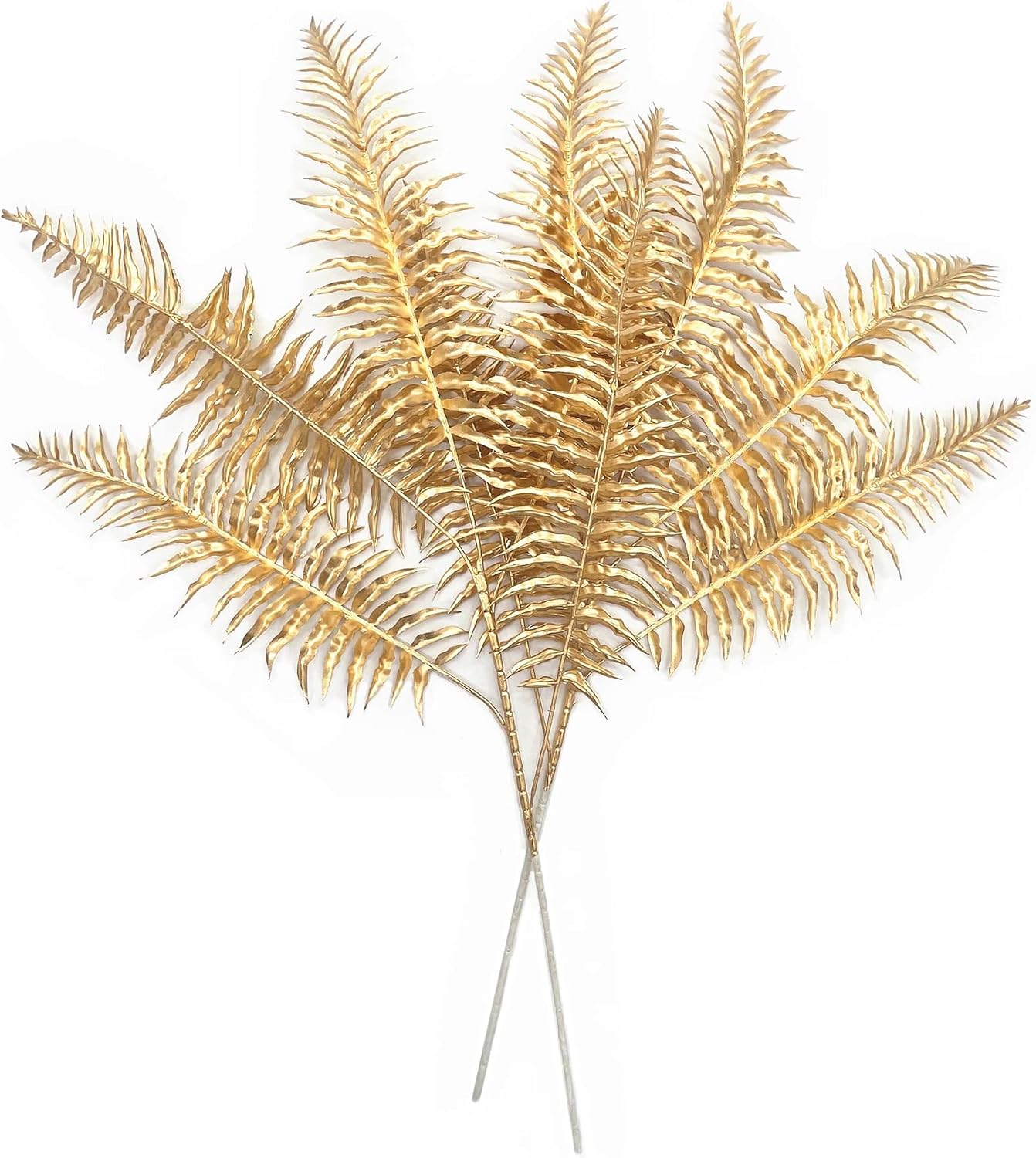 PASYOU Artificial Plants Christmas Decor, Gold Fake Flowers Shrubs Plastic Grass Leaves Indoor Outdoor Home Garden Party Hotel Verandah Wedding Event Faux DIY Decoration - 30 Inch Golden 2 Bunches