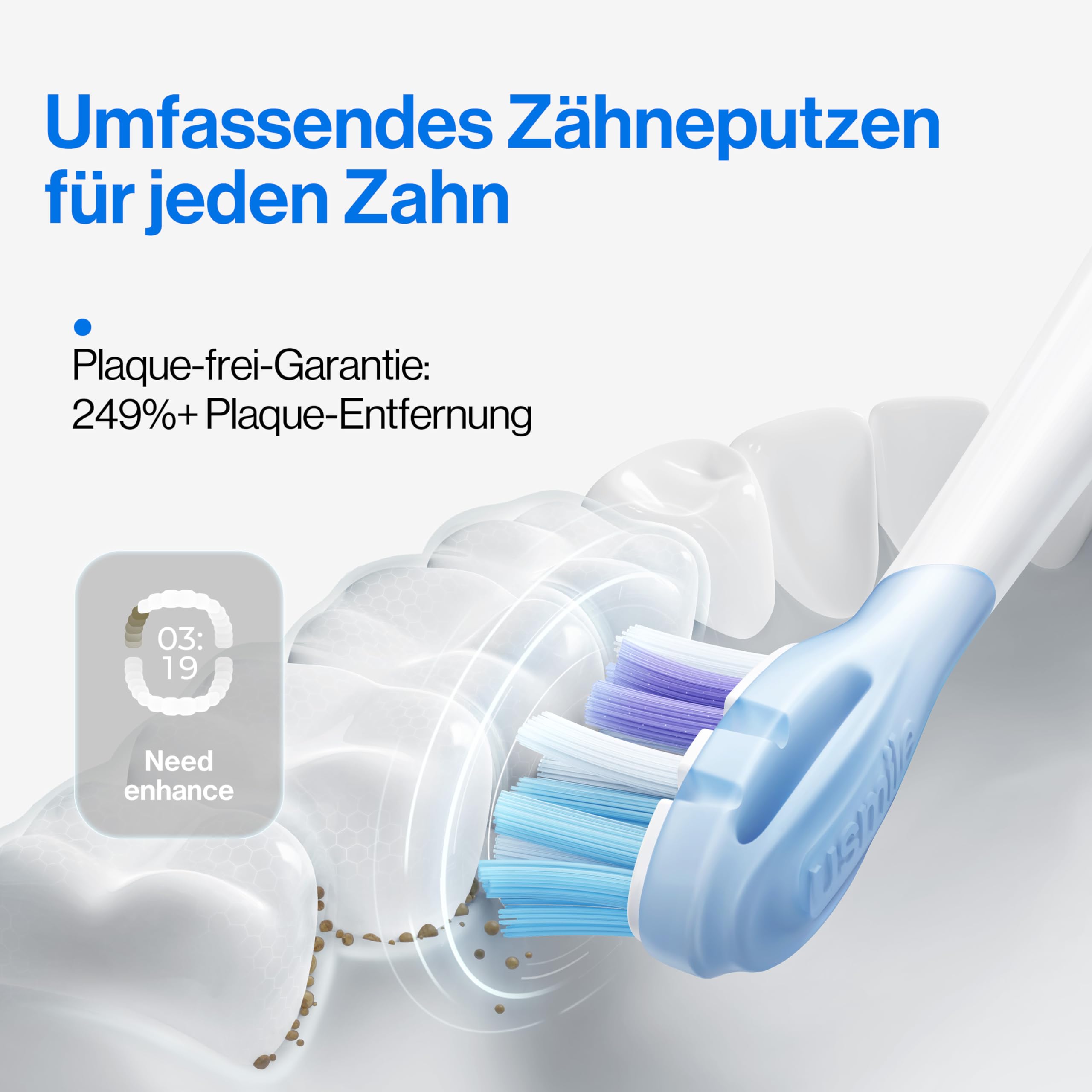 usmile Y10 PRO Schallzahnbürste mit Display, Drucksensor, 4 Modi, 180 Tage Akku, IPX8, erkennt ungeputzte Stellen, reisetauglich, inkl. 2 Bürstenköpfe