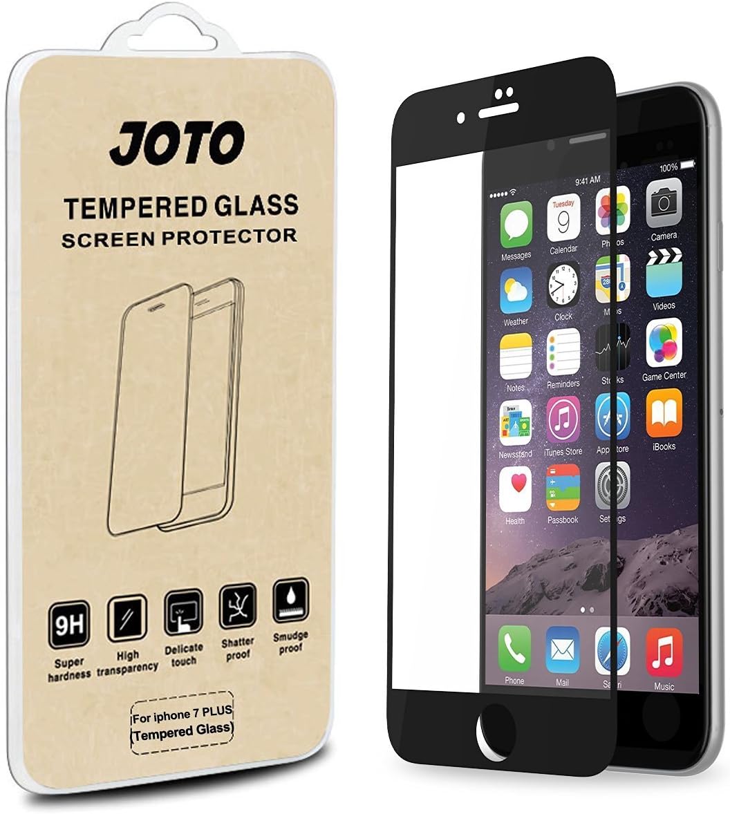 JOTO iPhone 8 Plus / 7 Plus Screen Protector, Full Screen Tempered Glass Screen Protector Film, Edge to Edge Protection Screen Cover Saver Guard for Apple iPhone 8 Plus/iPhone 7 Plus 5.5 Inch -Black
