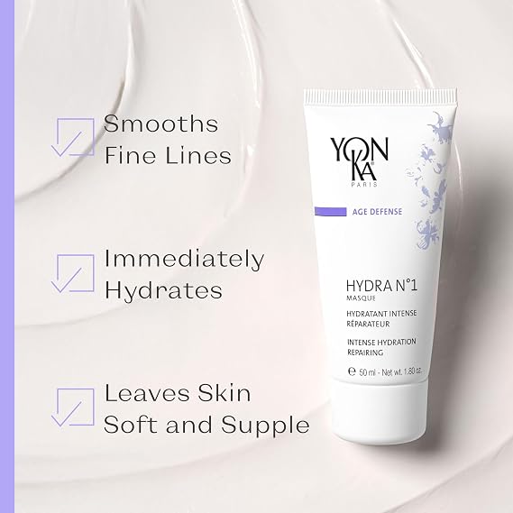 Yonka Hydra No. 1 Masque, Hydrating Face Mask, 1.80 oz | with Vitamin C and Aloe Vera, Overnight Anti-Aging Treatment, For Normal to Dry Skin, Paraben-Free