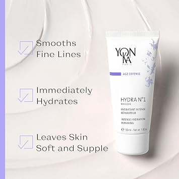 Yonka Hydra No. 1 Masque, Hydrating Face Mask, 1.80 oz | with Vitamin C and Aloe Vera, Overnight Anti-Aging Treatment, For Normal to Dry Skin, Paraben-Free