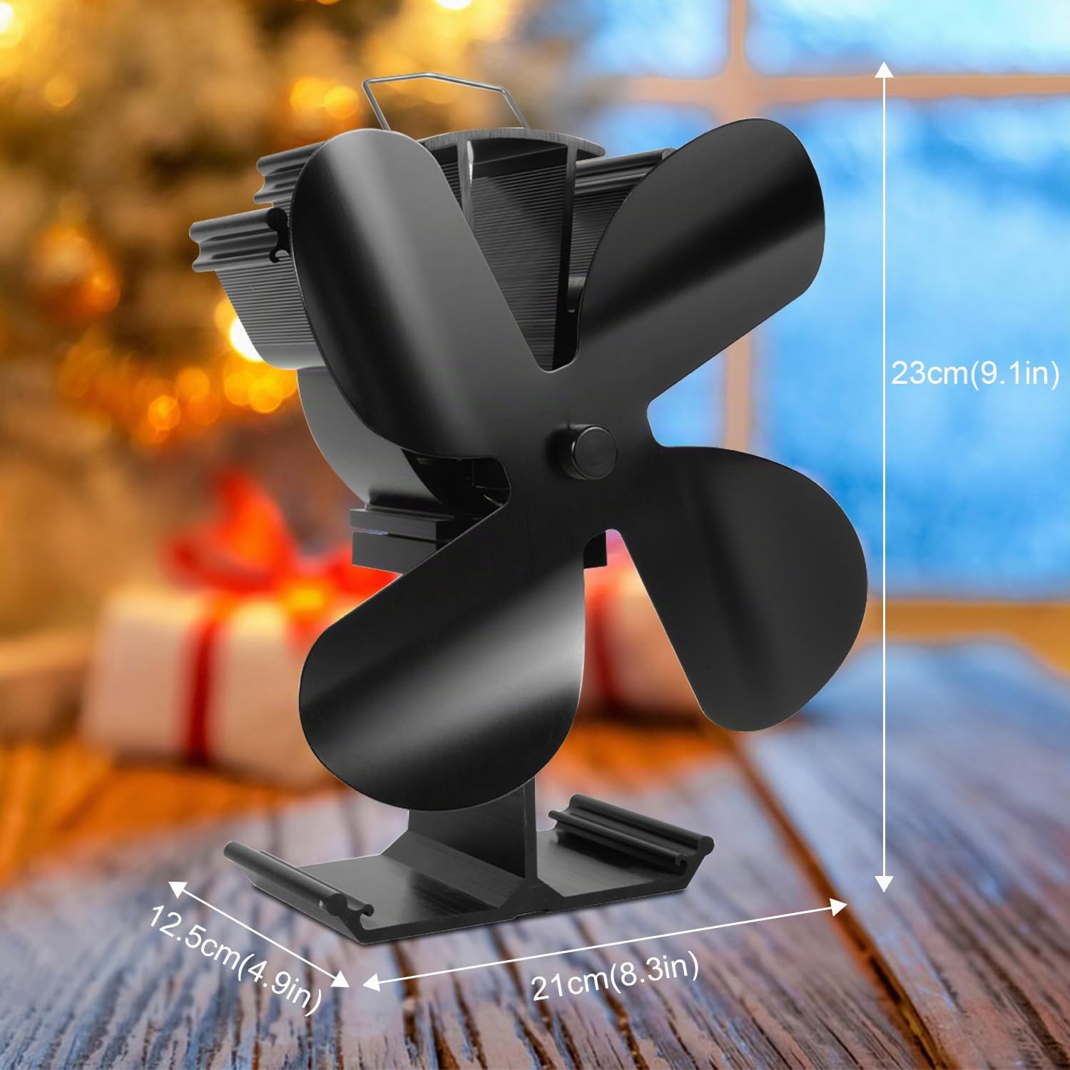 Ventilateur à 4 pales alimenté par la chaleur pour poêle à bois/cheminée - Écologique et efficace