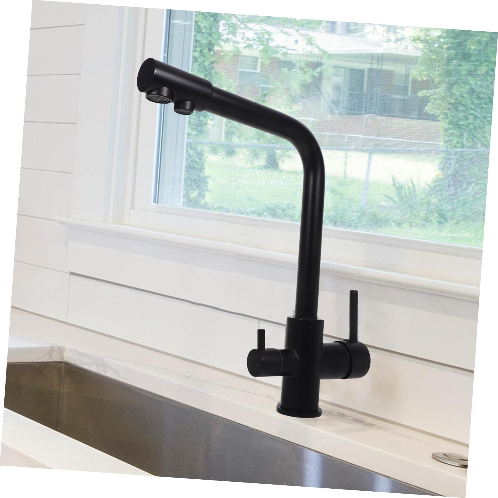 Grifo para Fregadero de Cocina de Cobre con Doble Rociador Negro