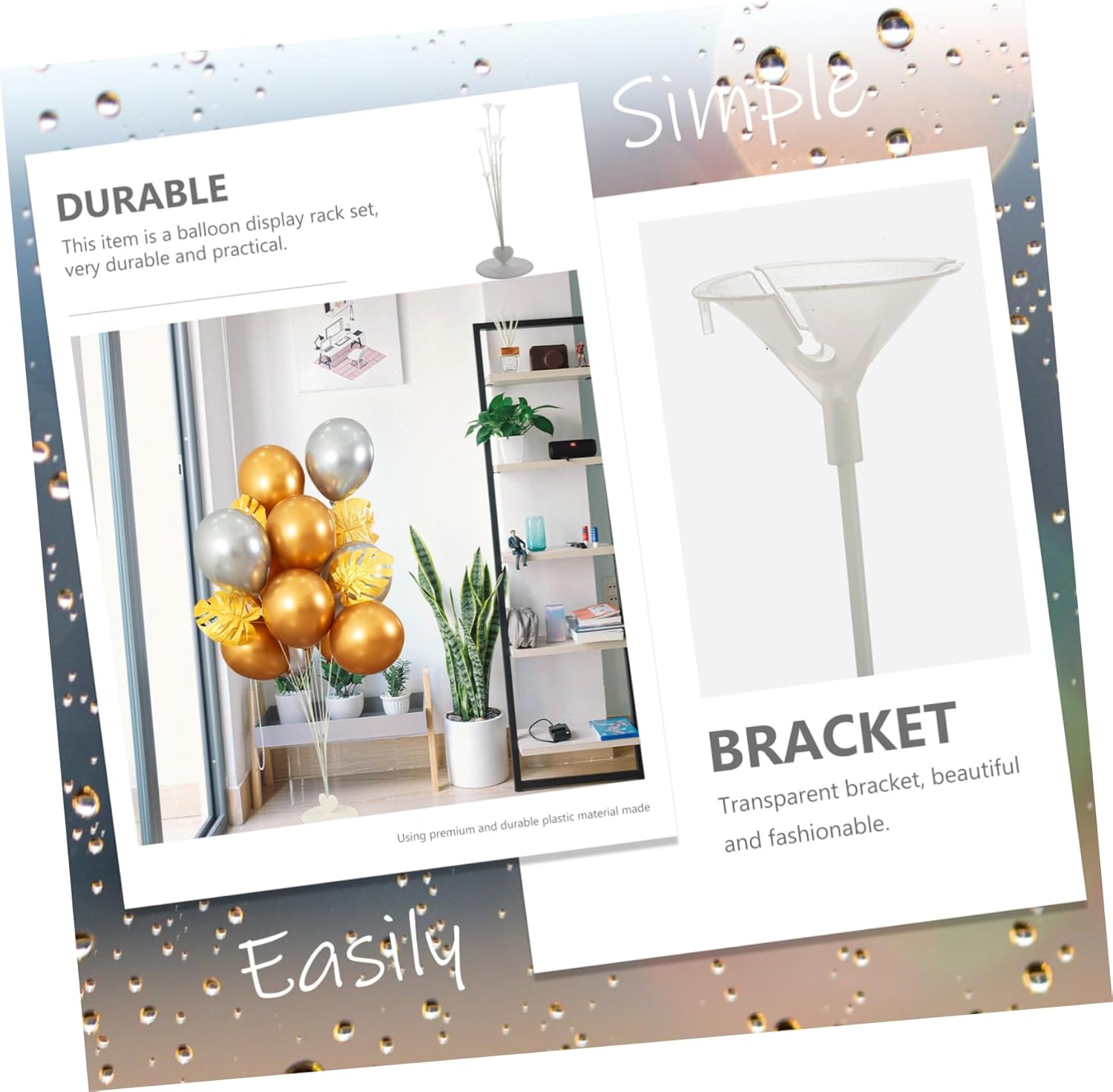 4sets Balloon Display Brackets Reusable Tabletop Balloon Stand Kit for Weddings Birthdays and Parties Elegant Design Components Height