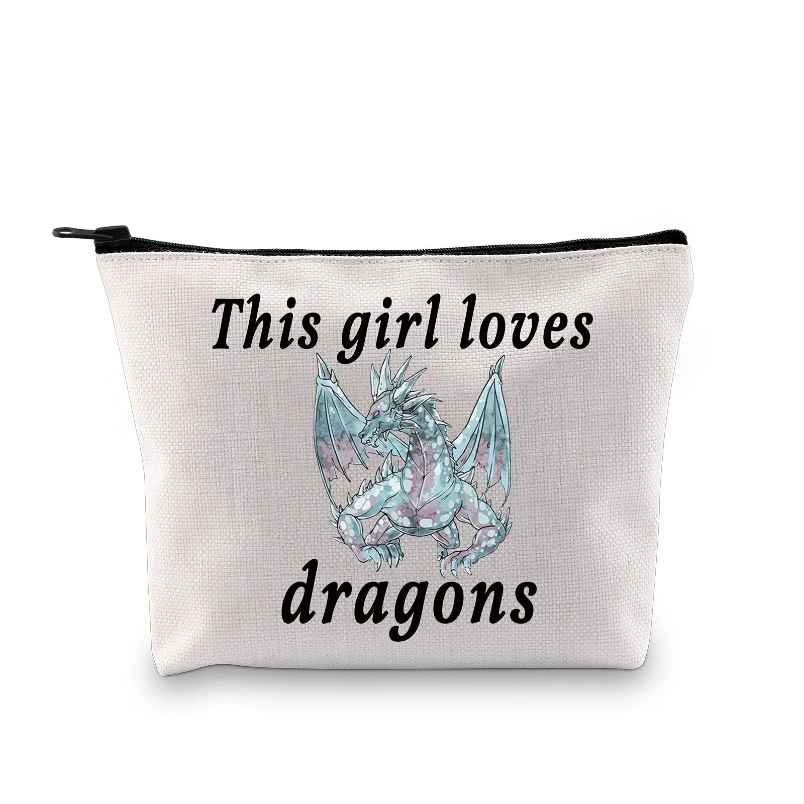 JXGZSO Funny Dragon Lover Gift Dragon Totem Cosmetic Clutch Bag This Girl Loves Dragon Makeup Bag Purse Dragon Theme Party Gift, Dragon
