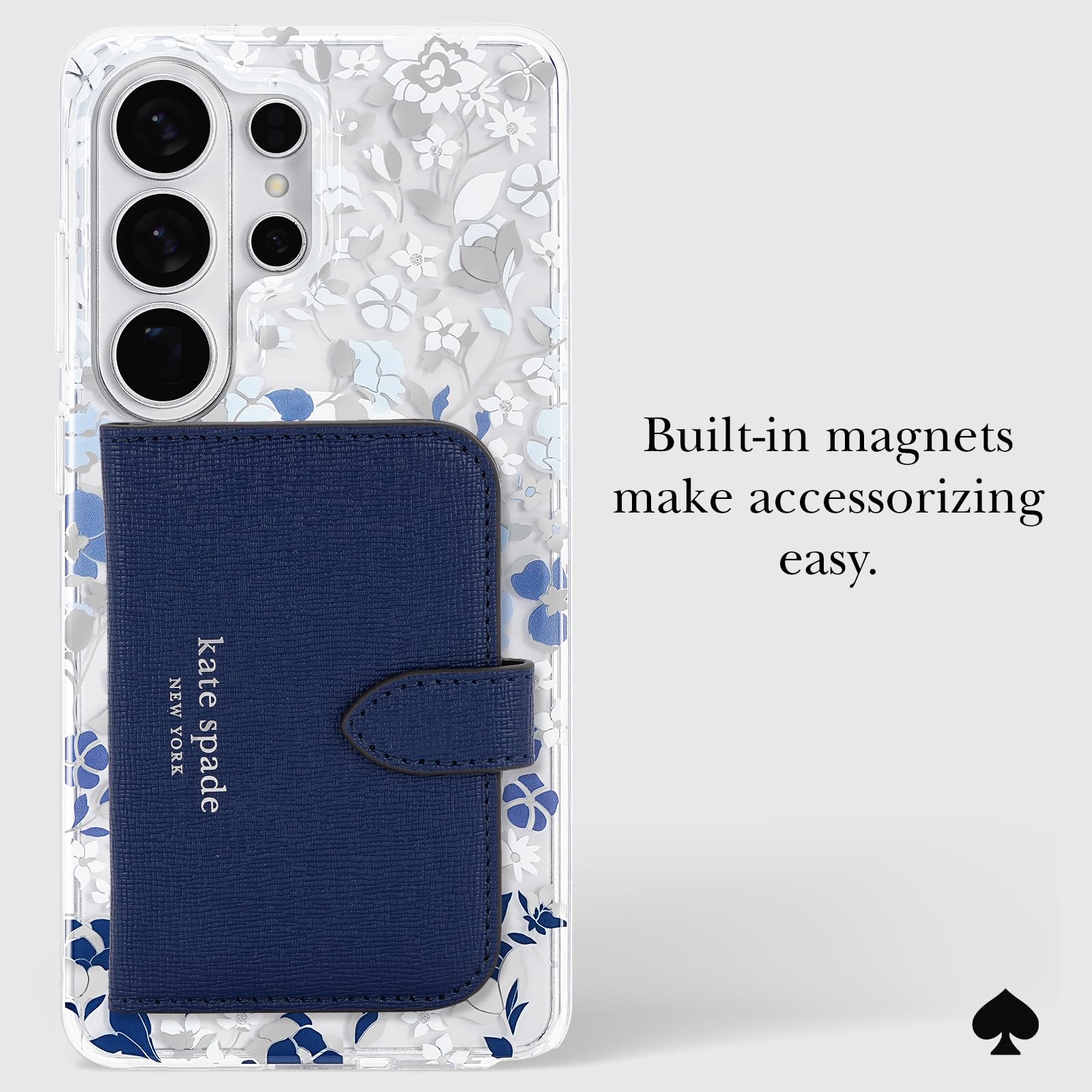 kate spade new york Etui na telefon Samsung Galaxy S26 Ultra - [ładowanie magnetyczne i bezprzewodowe] - designerskie etui na telefon - kwietnik niebieskie kamienie