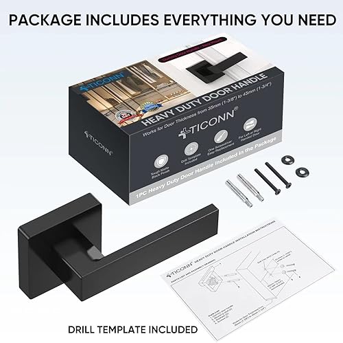 Miniatura 4 de TICONN Manija de puerta simulada, manija de puerta cuadrada reversible resistente para interiores, dormitorio, armario (paquete de 5, montaje