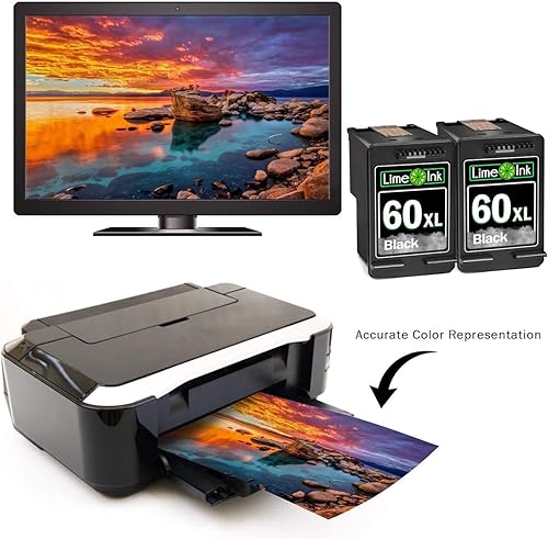Miniatura 4 de Limeink 2 cartuchos de tinta remanufacturados de repuesto para HP 60 cartucho de tinta negro para cartuchos HP 60xl para impresoras 60 negro para 60