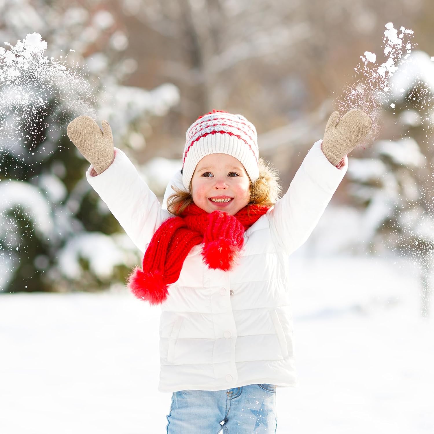 ONESING 12 Pairs Toddler Mittens Kids Knit Warm Mittens Children Solid Winter Gloves for Baby Girls Boys - Image 4