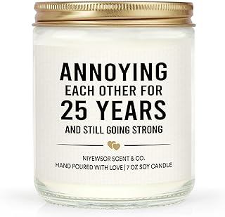Niyewsor 25th Wedding Anniversary Couple Gifts, 25th Anniversary Candle Gift for Couples, Parents, Husband,